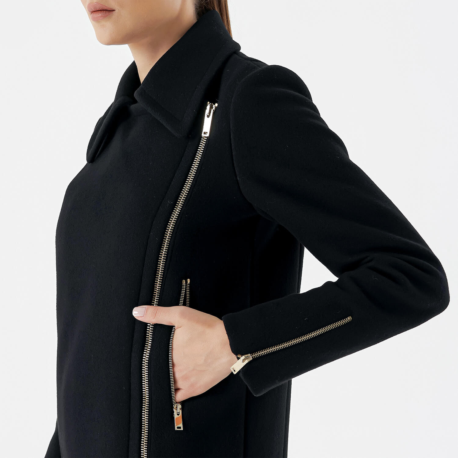 Stella McCartney - Black Wool Silver Zip Coat